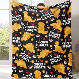 Chicken Nugget Pattern Flannel Blanket 1 Count Soft Comfortable Throw Blanket Warm Napping Blanket for Home Office Travel Camping:_40*50IN