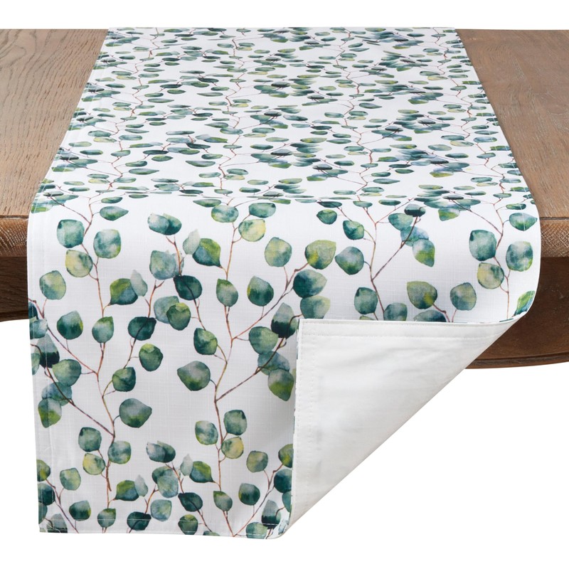 SARO LIFESTYLE Eucalyptus Leaf Table Runner, Eucalyptus, 16"x90"