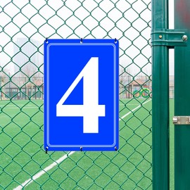 i-CowFun Premium Aluminum Number Signs 4, Metal 12" X 8" Blue Numbered Signs Outdoor for Parking Lots, Floor, Dock, Court, Aisle, Field, High Visibility, No Fade, Weather-resistant