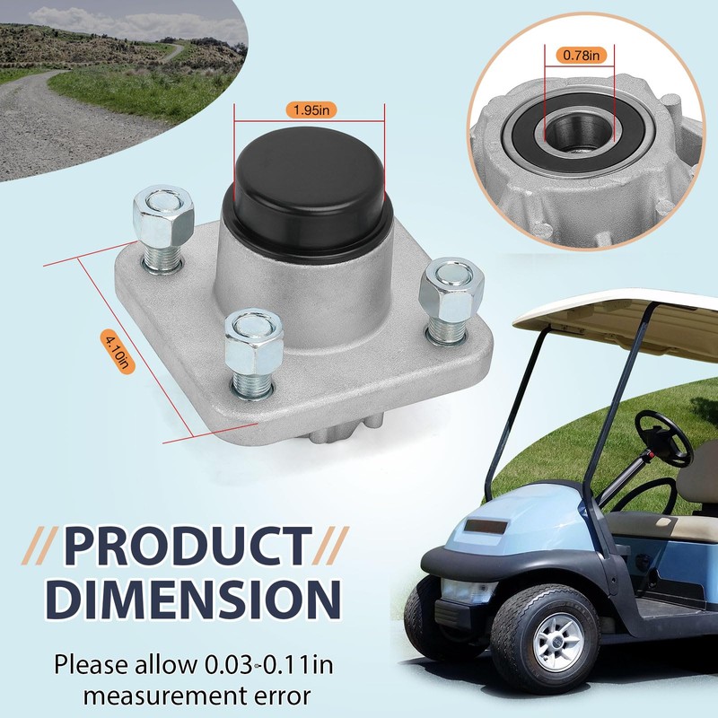2Pcs Front Wheel Hub Assembly & Bearings Compatible with Club