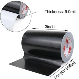 Wide Duct Tape, Industrial Grade 30Yards (90 ft) Wide Tape 8'' Duct, 9 Mil Heavy-Duty, Waterproof, Strong, Flexible, No Residue, for Crafts & Home Improvement (Black, 8'' x 90ft)