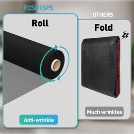 FCSOTSPS Window Screen Roll,37.4IN x 16.4FT Fiberglass Window Screen Mesh,Black Screen Replacement Repair Kit for Window, Door,Patio,Porch,Pet,DIY Project (18x16 Mesh)