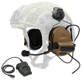 TSVISIONCORE COMTA 2 Tactical Headset with U94 PTT 2pin，for Airsoft，Hunting，Outdoor，Noise Canceling Headphones (Coyote Brown)