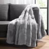 Aston & Arden Luxe Faux Fur Grey Throw Blanket, Jacquard
