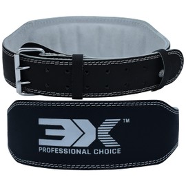 3X Sports Weight Lifting Belt for Fitness Gym Adjustable Leather Belt, 4" 6" Padded Lumbar Back Support, Training Belt Great for Bodybuilding, Powerlifting, Deadlifts Men Workout, Fitness Squats