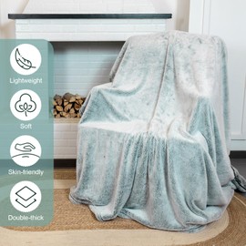 TTGIEET Fuzzy Fluffy Double-Thick Bed Blanket, Plush Reversible Flannel Fleece Bed Blanket, Luxurious High Pile Hotel Style Blanket, Soft Cozy Home Decor Blanket (Green, 90"x90")