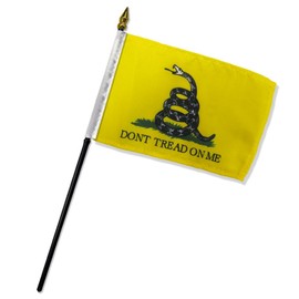 Quality Standard Flags One Dozen Don't Tread On Me Stick Flag, 4 by 6"