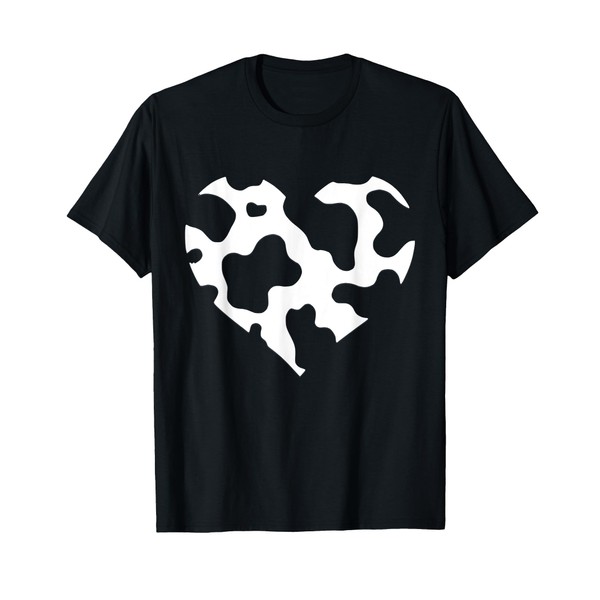 Hey Cow Print Heart Pattern Cowhide Spot Graphic Dudes Tee