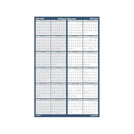 2025-2026 House of Doolittle 24-inch x 37-inch Wet-Erase Yearly Wall Calendar, Reversible, White/Blue (3964-25)