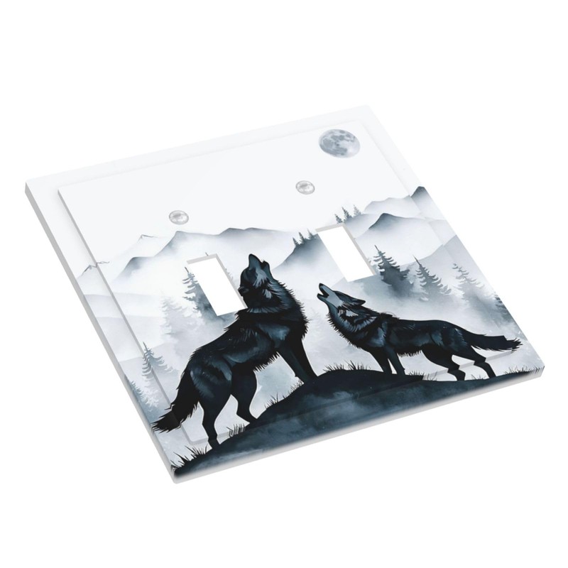 Spshian Decorative Light Switch Cover Plate Black White Ink Forest