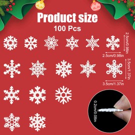 Pack of 100 Christmas Decoration Snowflakes, 25 mm 35 mm Wooden Scatter Decoration Snowflakes Decoration, DIY Table Decoration, Christmas Tree Decoration, for Christmas, New Year's Eve, Winter, DIY