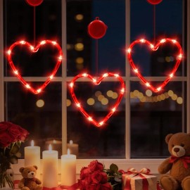 LOLStar Valentines Day Window Lights Decor with Timer, 3 Pack Battery Operate...