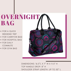 Floral Overnight Bag for Women (Purple Circle) Medium