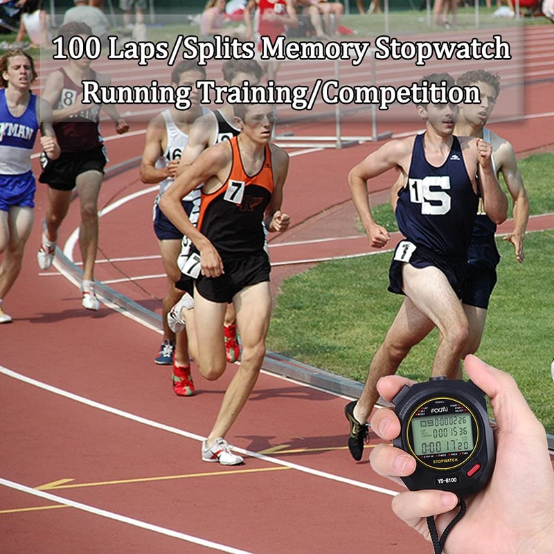 FCXJTU Digital Sports Stopwatch Timer 100 Rounds / Split Memory