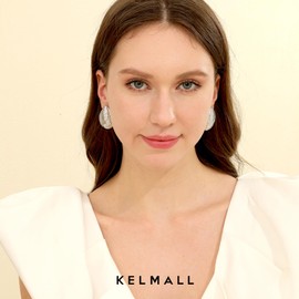KELMALL Chunky Textured Drop Dangle Earrings for Women - 18K Gold Plated Bold Geometric Oval Square Triangle Heart Statement Earrings, Stainless Steel Hypoallergenic Jewelry Gift