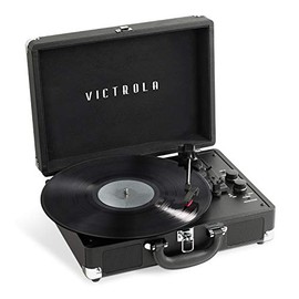 Victrola Journey+ Bluetooth Suitcase Record Player – Built-in Speakers, 33-1/3, 45 & 78 RPM Vinyl Record Player, RCA Out, Headphone Jack, Wireless Streaming (Black)