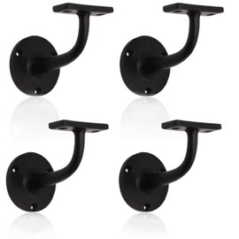 Matt Black Handrail Brackets for Stair Bannister Handrail Wood and Steel Handrail - Pack of 4