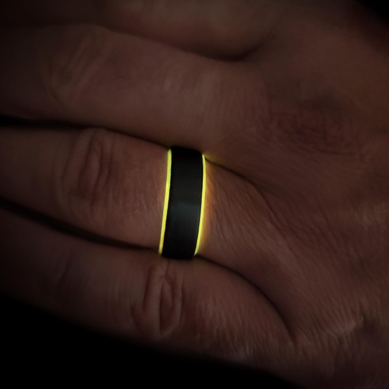 Carbon Fiber Ring with Orange Glowing Interior