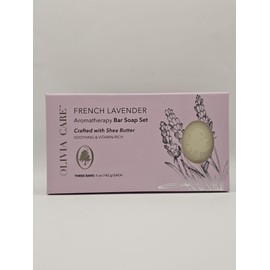 French Lavender Aromatherapy Bar Soap Set, Shea Butter, 5 oz Bars, 3-Pack
