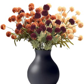 REJODA 12Pcs Fake Faux Mums Flowers Autumn Decor,Fall Artificial Ball Chrysanthemum, Mini Floral Balls Faux Stems for DIY Wedding Centerpiece Fall Decoration Home Arrangements
