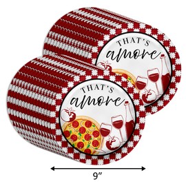 Birthday Galore That's Amore Bridal Shower - 32 Piece Disposable Party Supplies - Pizza Bridal Shower Decorations - Round Party Plates - Large 9" Paper Plates In Bulk