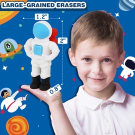 Halobios Erasers Set for Kids, Space Astronaut Pencil Eraser Bulk for Kids, Take Apart Puzzle Erasers for Classroom Prizes, Game Reward, Egg Fillers, Back to School Gift for Boys and Girls Desk Pets