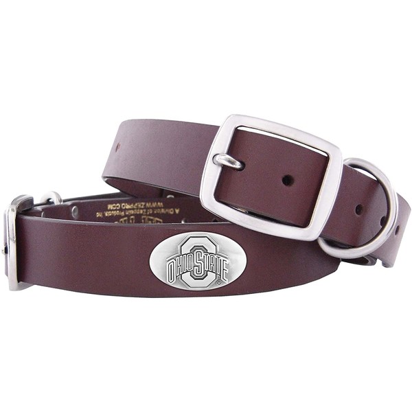 ZEP-PRO Ohio State Buckeyes Brown Leather Concho Dog Collar, Large