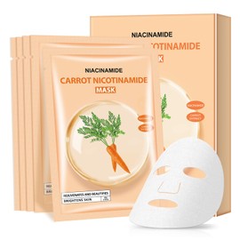 GUOYAOLIFU Carrot Nicotinamide Facial Mask for Women,Hydrating Face Mask Sheet Home SPA,Moisturizing Face Sheet Mask for Dry,Oily,Sensitive Skin 30ml（5Pack）