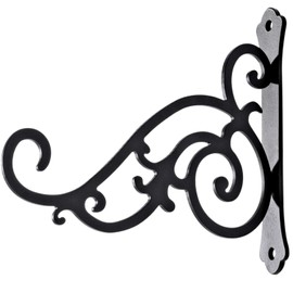 2 Pieces 8-Inch Outdoor Decorative Iron Wall Hooks for Hanging Lanterns Indoor Plants Hummingbird Feeders, Black