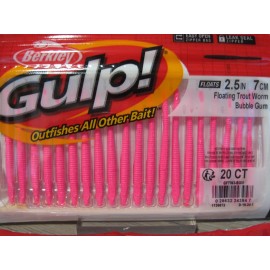 Berkley Gulp 2 Packs Berkley Gulp Fishing Baits 2 1/2" Floating Trout Worm - Bubblegum Color