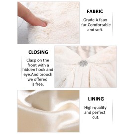 Zoestar Women's Faux Fur Scarf 1920s Wedding Fur Stole and Wraps Fancy Dress Fur Shrug for Weddings, beige