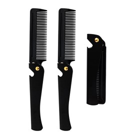 Framendino, 3 Pack Black Folding Beard Combs Pocket Fine Tooth Mustache Hair for Groomsmen Wedding Party Favor