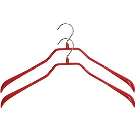Mawa by Reston Lloyd BodyForm Series Non-Slip Space-Saving Clothes Hanger for Jackets, Suits and Coats, 16-1/2", Style 42/L, Red, Set of 2