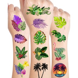 200 Pieces Palm Leaves Temporary Tattoos Stickers,20 Sheets Tropical Leaves Themed Tattoos Stickers Party Decoration Supplies Party favors for Kids Adults