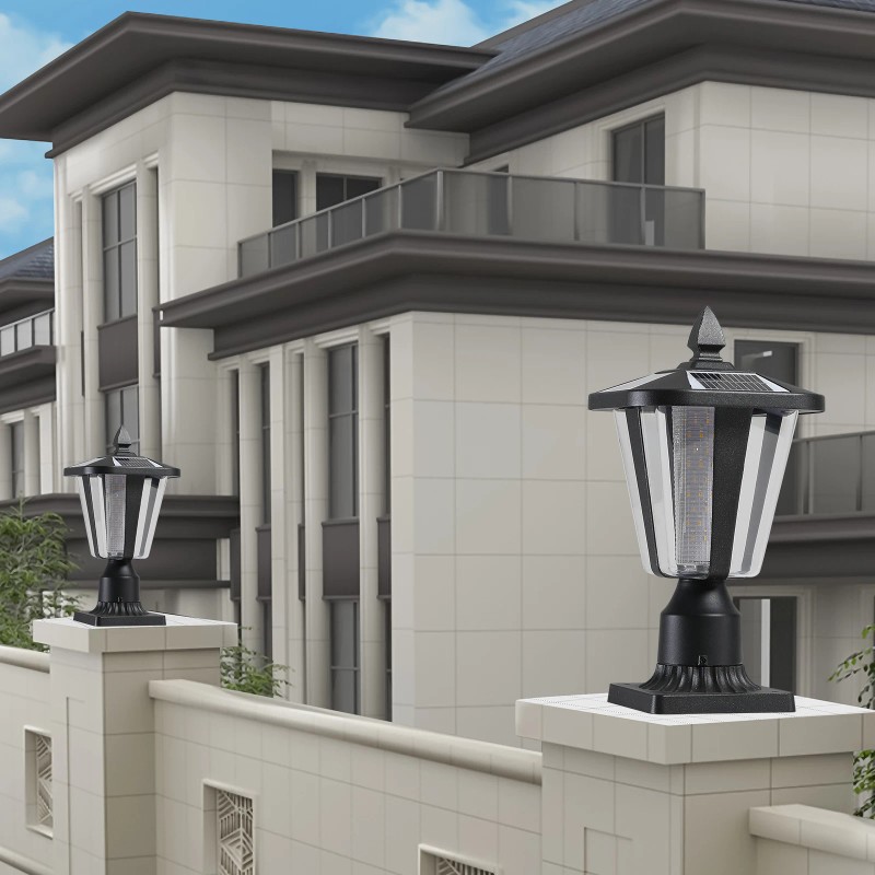 2-pack Outside 3000/6000K LED Lighting Cast Aluminum Solar Post Light