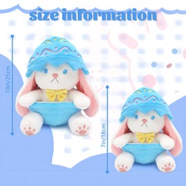 IUTOYYE Easter Bunny Cuddly Toy with Removable Easter Egg Bowl, Rabbit Plush Toy Rabbit Plush Gifts for Easter, Christmas, Birthday (Blue, 25 cm)