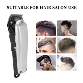 NSXAYIWE Electric Hair Trimmer, Professional Barber Clippers Portable Hair Clipper Rechargeable Electric Shaver Cutting Machine Styling Tool Hair Clippers for Men Professional (Silver)