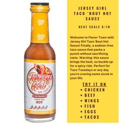 Jersey Girl Taco 'Bout Hot Sauce (No Added Salt/Sodium Free) Ghost, Jalapeno & Habanero Pepper Sauce - 5oz