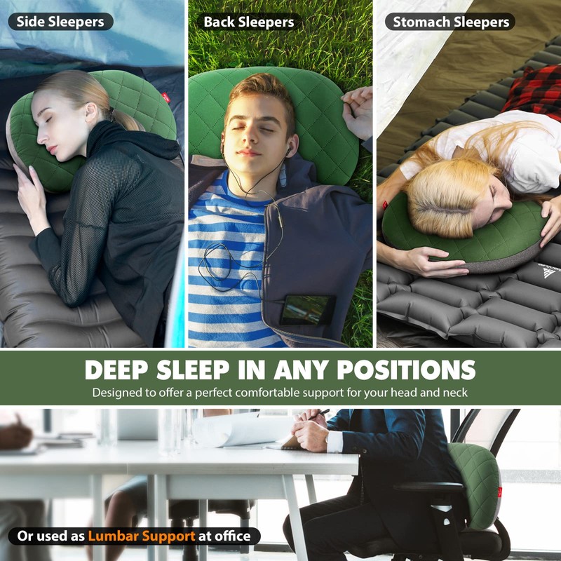 HIKENTURE Inflatable Pillow with Removable Cover - Camping Pillow -