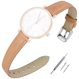EACHE 14mm Leather Watch Bands for Women Ladies Quick Release Watch Bands Replacement Tan Strap with Silver Buckle