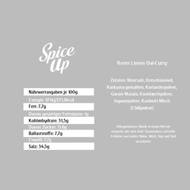 SPICE UP - Red Lentil Dal Curry 140g - Original Indian Spice Mix