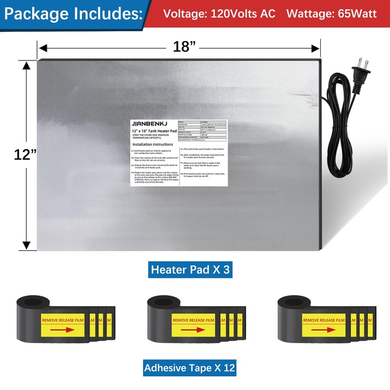 RV Holding Tank Heater Pad,3PK 12"x18" 120V RV Tank Heater