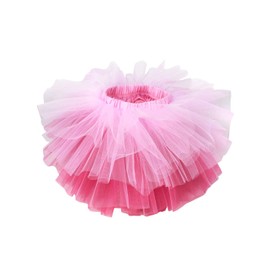 Girls Fluffy Tutu Skirt 6-Layered Short Fluffy Princess Tulle Petticoat Birthday Skirt Pink Rosy S