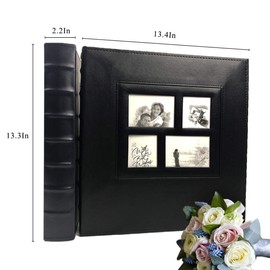 RECUTMS Photo Album Self Adhesive Magnetic DIY Scrapbook 60 Pages 13.3 x 13.4 (Inches) Accommodate 8X10 6X8 5X7 4X6 Photo Wedding Album Memory Book(Black)