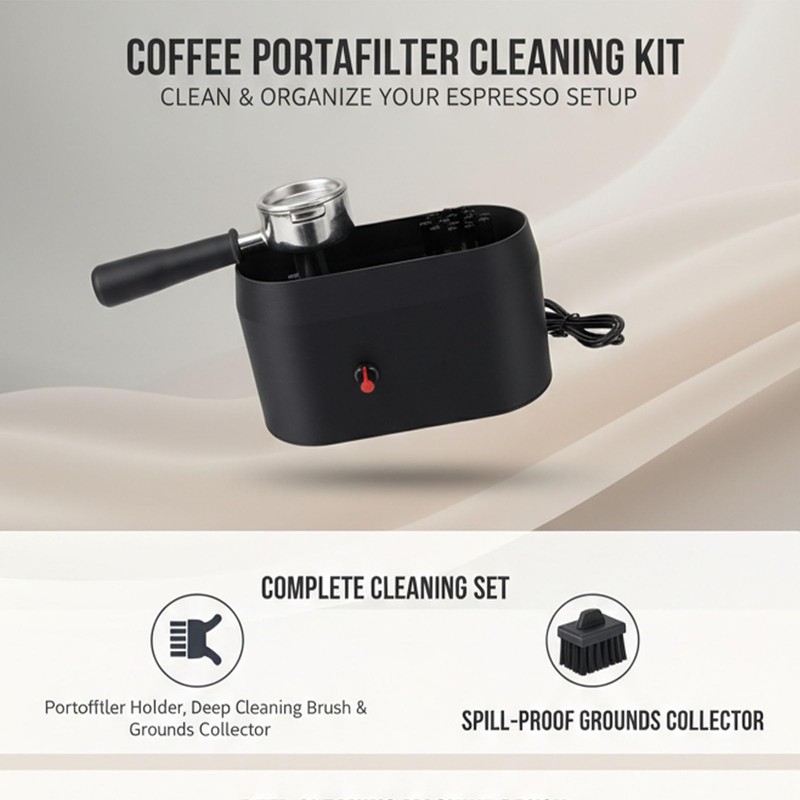 AVEQUZL Coffee Portafilter Cleaning Box with Integrated Brush and Scraper