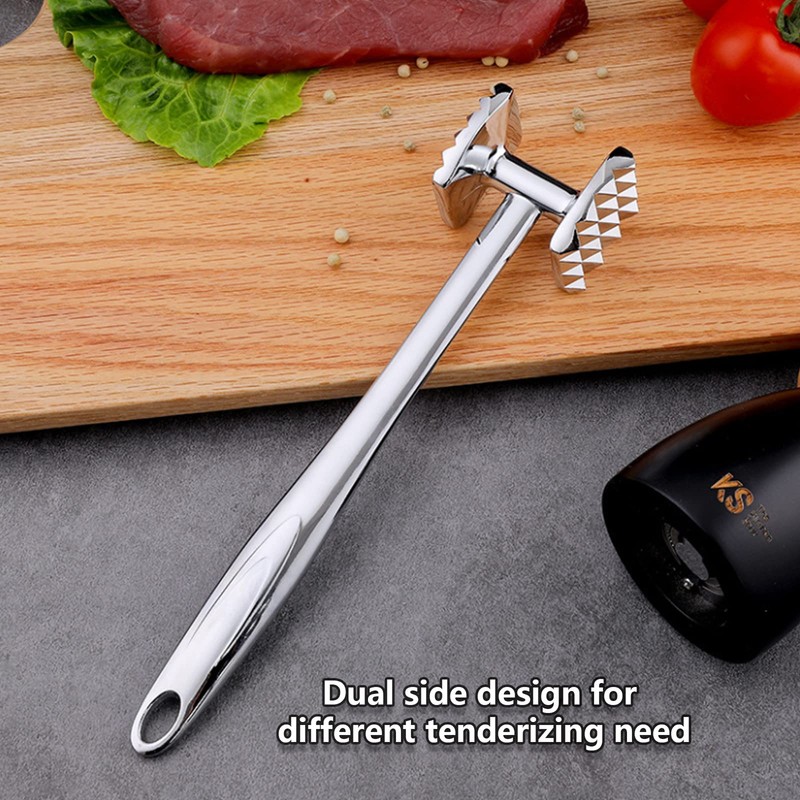 Meat Tenderizer Hammer, Double Side, Heavy Duty Stainless Steel Meat