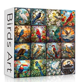 Stained Glass Puzzles for Adults 1000 Pieces, Bird Puzzles for Adults Flower with Cardinal Bird Parrot Hummingbird, Impossible Hard Challenging Jigsaw Puzzles