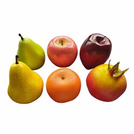 Ebonee Fake Artificial Fruits Pack for Photograph Home Decor, Simulation Red Delicious Apple Green Yellow Pear Model Realistic Pomegranate Orange Props for Kitchen Decoration (6 Pack)