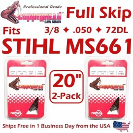 For STIHL COPPERHEAD 2-Pk 20" SKIP TOOTH Chains fits STIHL MS661C 33RSF-72 3/8, .050, 72DL