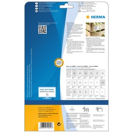 HERMA 10914 Power Etiketten, 25 Blatt, 48,3 x 25,4 mm, 44 pro A4 Bogen, 1100 Stück, selbstklebend, bedruckbar, extrem stark haftend, blanko Papier Klebeetiketten Aufkleber, weiß